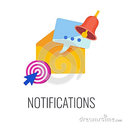 Notifications. Email in mailbox. Flat vector illustration. Vector Illustration