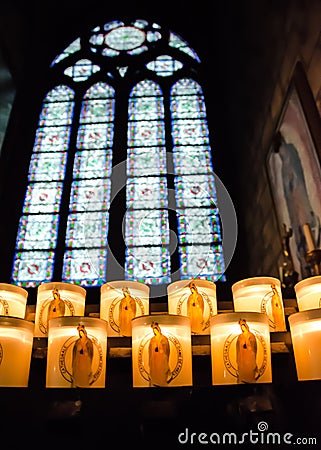 Notre Dame Cathedral Candles Stock Photo