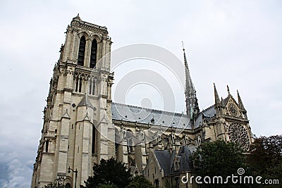 Notre Dame Paris with gargoyles cathedral in France. Stock Photo