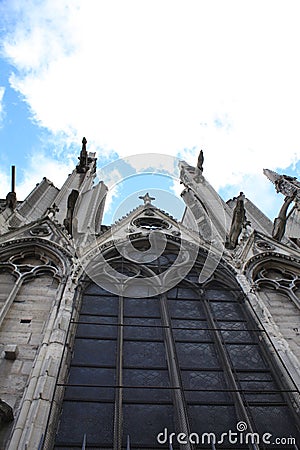 Notre Dame Paris with gargoyles cathedral in France. Stock Photo