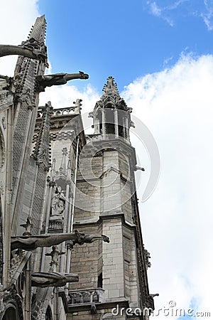 Notre Dame Paris with gargoyles cathedral in France. Stock Photo