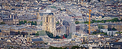 Notre Dame Cathedral in Paris - aerial view - CITY OF PARIS, FRANCE - SEPTEMBER 4. 2023 Editorial Stock Photo