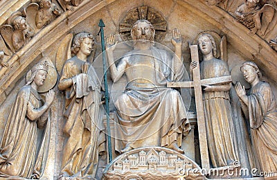 Notre Dame Cathedral, Paris, Christ in Majesty Stock Photo
