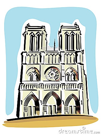 Notre Dame de Paris Vector Illustration