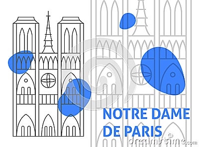 Notre Dame De Paris Banner Concept Vector Illustration
