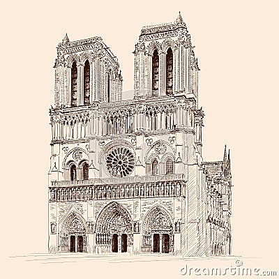 Notre Dame de Paris Vector Illustration