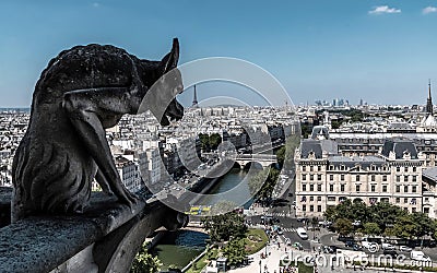 Gargoyle at Notre Dame Stock Photo