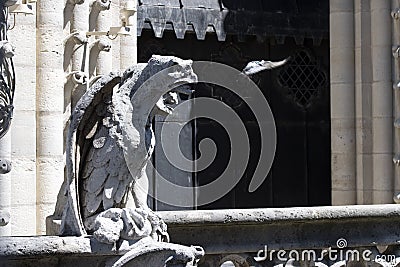 Notre dame paris cathedral statue sculpture and roof before fire Stock Photo