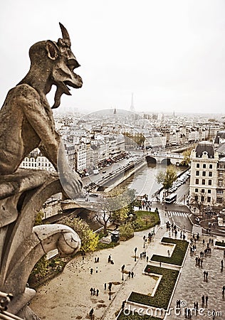 Notre Dame of Paris Gargoyle Stock Photo