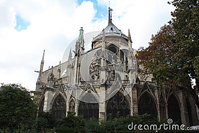 Notre Dame Paris with gargoyles cathedral in France. Stock Photo