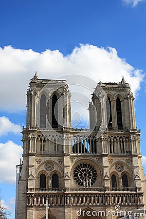 Notre Dame Paris with gargoyles cathedral in France. Stock Photo