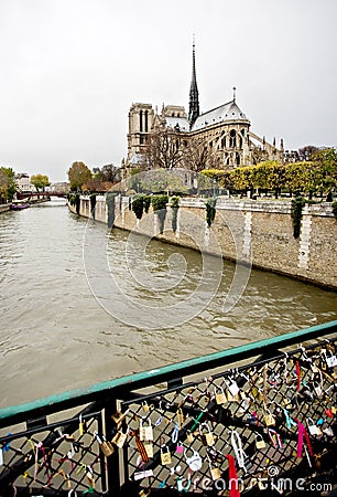 Notre Dame of Paris, Locks of Love Stock Photo