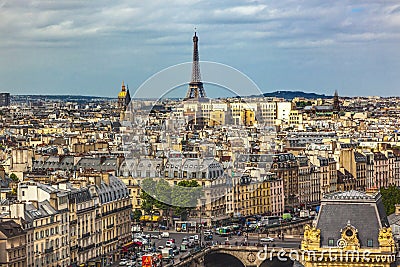 Notre Dame View Effel Tower Invalides Old Buildings Paris France Stock Photo