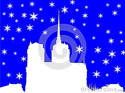 Notre Dame in winter Vector Illustration