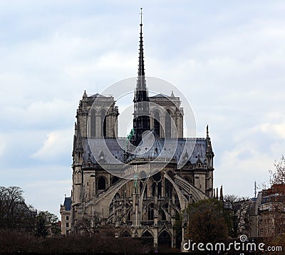 Notredame Paris architecture balconies windows and details in French city architectural art in Europe Stock Photo