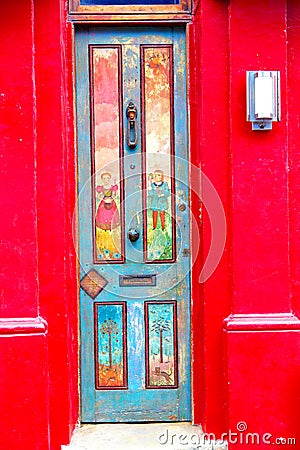notting hill area in england old wall door Stock Photo