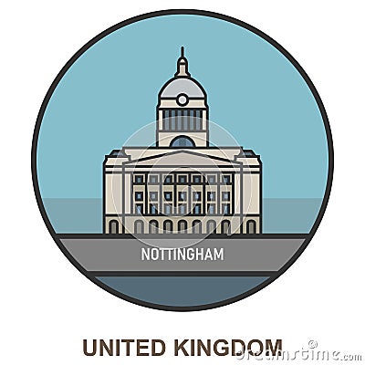 Nottingham. Cities and towns in United Kingdom Vector Illustration