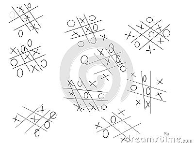 Noughts and crosses game Stock Photo