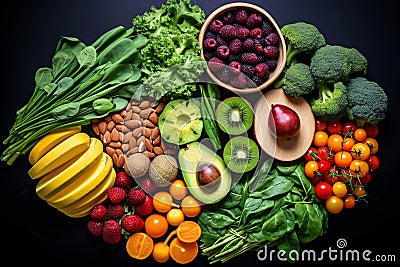 Clean Eating with Fresh Vegetables and Fruits. Generative AI Stock Photo