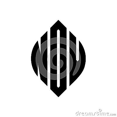NOV circle letter logo design with circle and ellipse shape. NOV ellipse letters with typographic style. The three initials form a Vector Illustration