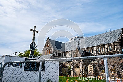 2018, NOV 3 - New Zealand, Christchurch, Damaged Cathedral after earthquake Stock Photo