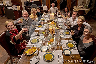 NOV 22, 2018 - OJAI, CA USA - Thanks Giving Toast in Ojai California, 2018 Editorial Stock Photo