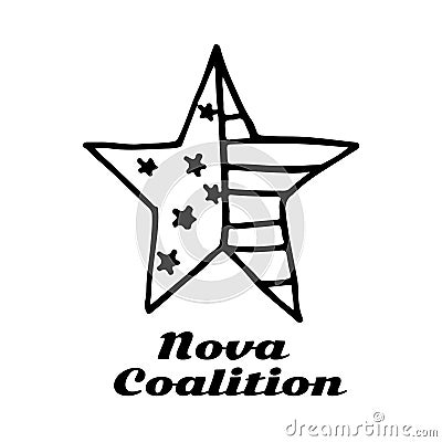 Nova coalition text in black with star with strs and stripes logo on white background Stock Photo