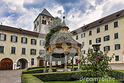 Inner Court of the Novacella Abbey in South Tyrol, Italy Editorial Stock Photo