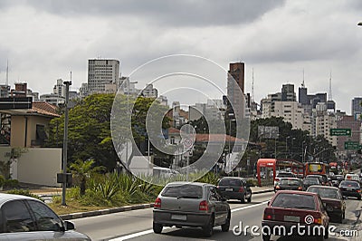 Nove de Julho Street, Sao Paulo Stock Photo