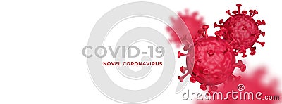 Novel Coronavirus COVID-19 3d realistic clean banner illustration template vector with copy space Vector Illustration