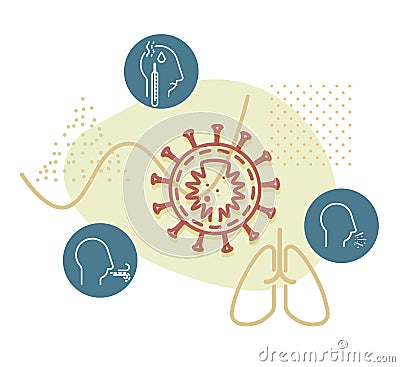 Novel Coronavirus - MERS CoV - Respiratory Syndrome Virus Symptoms - Icon Stock Photo