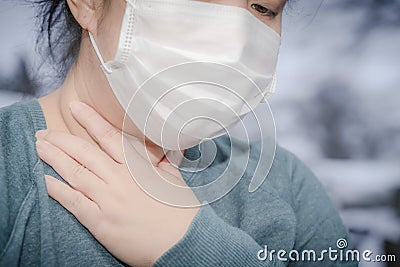 Novel 2019-nCoV, MERS-Cov middle East respiratory syndrome. Protective medical mask and medicines, pills against the Stock Photo