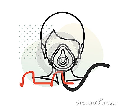 Novel Coronavirus - Non Invasive Ventillation Support - Icon Vector Illustration