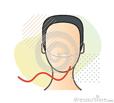 Novel Coronavirus - Non Invasive Ventillation Support with Oxygen Therapy - Icon Vector Illustration