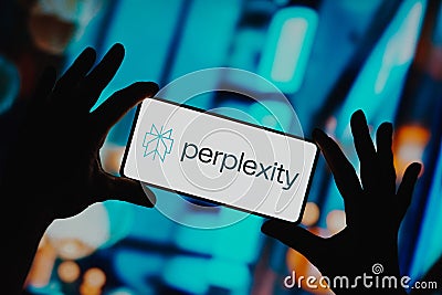November 24, 2023, Brazil. In this photo illustration, the Perplexity AI logo is displayed on a smartphone screen Cartoon Illustration