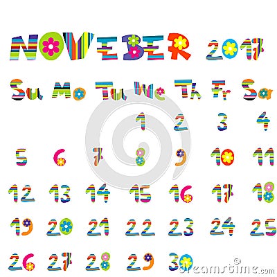 November 2017 calendar Vector Illustration