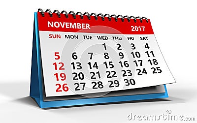 november 2017 calendar Cartoon Illustration