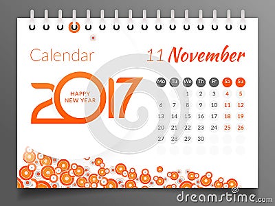 November 2017. Calendar 2017 Vector Illustration