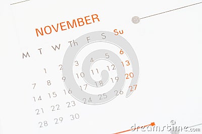 November calendar page. Stock Photo