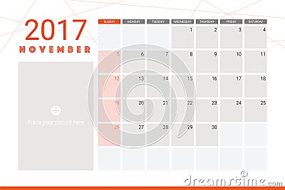 November 2017 calendar Vector Illustration