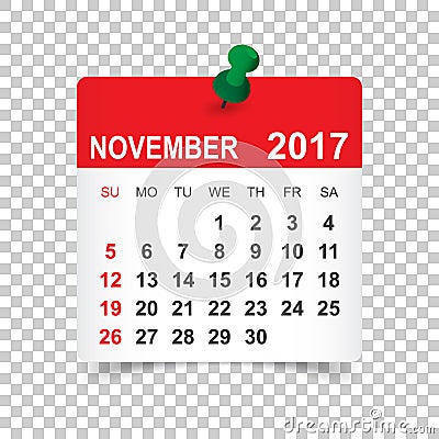 November 2017 Calendar Vector Illustration