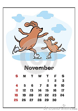 November 2018 calendar Vector Illustration