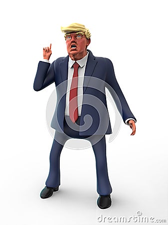 November 12, 2016: Character portrait of Donald Trump. 3D illustration Cartoon Illustration