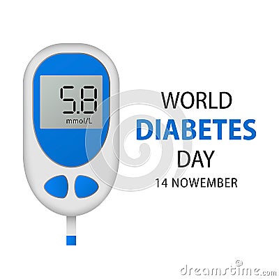 November diabetes day concept background, realistic style Vector Illustration