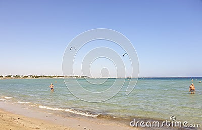 November 1, 2019, Egypt Hurghada tourism seaside people on the beach of the Long Beach Resort Hotel Editorial Stock Photo