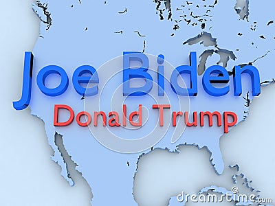 November, 8, 2020: Illustration showing Republican Donald Trump vs Democrat Joe Biden face-off for American president on isolated Editorial Stock Photo