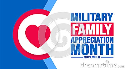 November is Military family appreciation month or Month of the Military Family background template. Vector Illustration