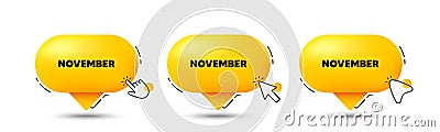 November month icon. Event schedule Nov date. Click here buttons. Vector Vector Illustration