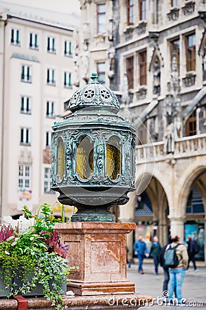 November 3, 2019. Munich, Germany. Famous Rathaus Town Hall in Marienplatz. Sculpture, details Editorial Stock Photo