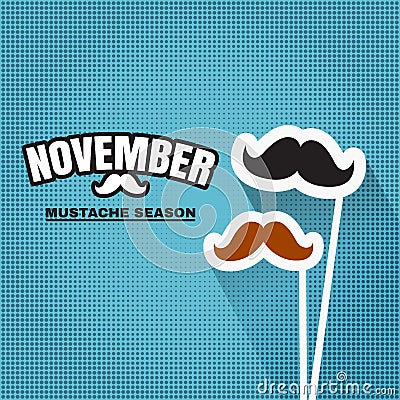 November, mustache season. Fake mustache for carnival in november Vector Illustration